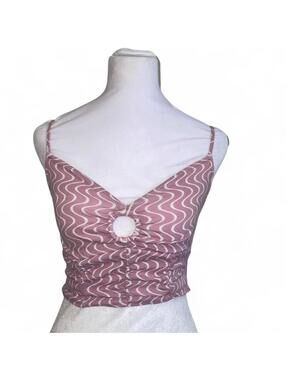 y2k pink top retro swirl print